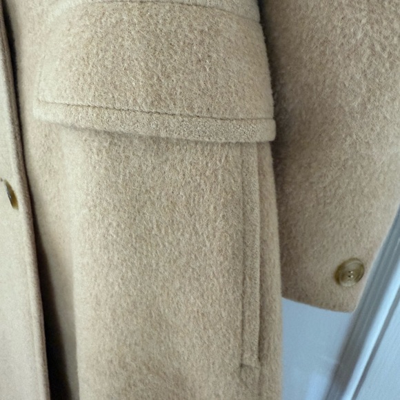 Vintage Brooks Brothers Women's Classic Tan Long trench Pea Coat Sz. Medium - Picture 6 of 11